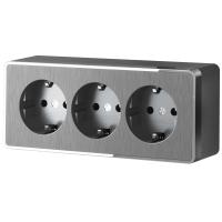 Розетка тройная с заземлением и шторками Gallant графит рифленый W5073104