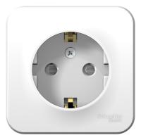 SE Blanca наруж Бел Розетка с/з со шторками 16А, 250В, монтажная пластина
