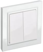 IEK BRITE Выключ. 2-кл. 10А в сб. ВСР10-2-0-БрБ бел.