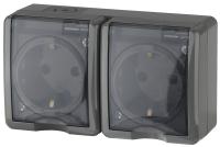 ЭРА 11-2404-03 Эксперт Серый Розетка 2-ая с/з со шт ОУ IP54