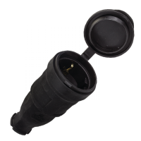 EKF Basic Розетка переносная с защитной крышкой каучуковая 230В 2P+PE 16A IP44