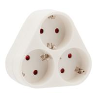 REXANT Тройник электрический пирамида 16 А с заземлением белый