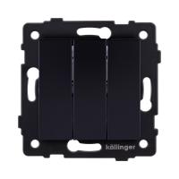 Выключатель 3-клавишный 10А/250В, изогнутый, черный Kollinger REA-R-012BK для Aspekt, Eleganz, Reflex