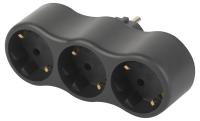 ЭРА Разветвитель электрический ЭРА SPx-3e-B на 3 розетки с заземлением 16А черный