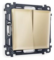 Комплект механизма 2-клавишного проходного выключателя ALFA MA603020 Шампань QUANT