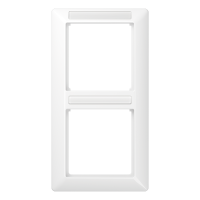 JUNG рамка 2-кратная вертикальная с полем для надписи белая