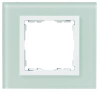 Simon 82 Centr. Натуральный/Белый (стекло) Рамка с суппортом на 8 узких модулей