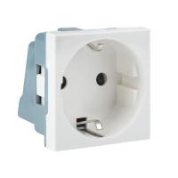 EKF PROxima Розетка 45х45 (2 модуля), с заземлением. белая, прямая