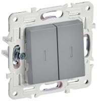 IEK SKANDY Серый Выключатель 2-клавишный с индикацией 10А SK-V09Gr