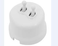 BIRONI Лизетта Пластик Белый Выключатель 2-кл (тумблерный)