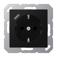 JUNG A Flow/A 550 Черный матовый Розетка с USB-зарядным устройством, тип С, SCHUKO