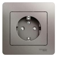 SE Glossa Платина Розетка с/з со шторками (в сборе)