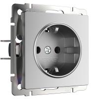 Розетка с заземлением (серебряный матовый) W1171065