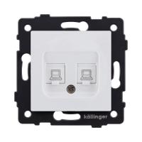 Розетка двойная Ethernet RJ45 Cat.6, белый матовый Kollinger REA-019WM для Aspekt, Eleganz, Reflex