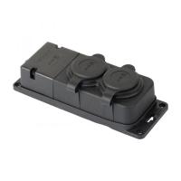 EKF PROxima Роз. (колодка) двухмест. с защит. крышками каучуковая 230В 2P+PE 16A IP44 PRO