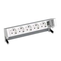 Simon 400 Алюминий Настольный розеточный блок, 5x2P+E, 1 пустой модуль