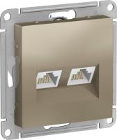 SE AtlasDesign Шампань Розетка двойная компьютерная RJ45+RJ45, кат.5E, механизм