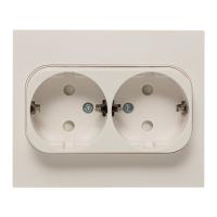 EKF PROxima Стокгольм Розетка 2-ая с/з 16А белая со шторками