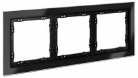 Рамка стеклянная VOLTUM S70 на 3 поста, (черный,стекло)