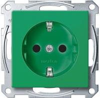 SE Merten SM Зелёная Розетка Schuko для спец. цепей, с защитными шторками, безвинт. зажим