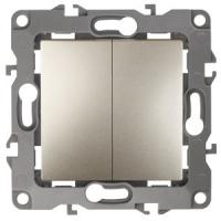 ЭРА 12-1004-04 Выключатель двойной, 10АХ-250В, IP20, без м.лапок, 12, Шампань