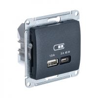 SE Glossa Антрацит USB Розетка A + тип-C 45W высокоскор.заряд. QC, PD, мех.