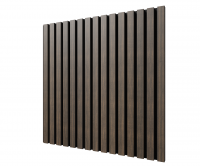 Акустическая панель, черный войлок, 600х600х21мм, рейки МДФ, шпон дуб маррон коричневый Акустическая панель, черный войлок, 600х600х21мм, рейки МДФ, шпон дуб маррон коричневый