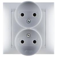 Simon 15 Алюминий Розетка 2-ая б/з литая, 16А, 250В, винт.зажим