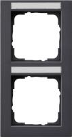 Gira E2 Антрацит Рамка 2-ая вертикальная с полем для надписи
