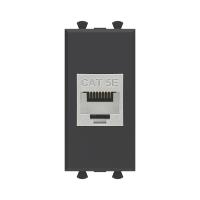 DKC Avanti Компьютерная розетка RJ-45 без шторки модульная, кат.5е экранированная, Черный матовый, 1 модуль