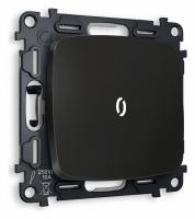 Комплект механизма 1-клавишного проходного выключателя с подсветкой 5600K OMEGA MO802035 Черный матовый QUANT