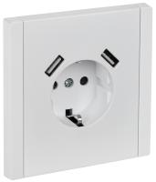 IEK FORTE&PIANO Белый Розетка с/з со шт винтовое крепление 16А USB A+A 3,1А FP245