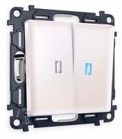 Комплект механизма 2-клавишного проходного выключателя с подсветкой 10000K ALFA MA204040 Жемчуг QUANT