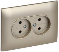 IEK SKANDY Шампань Розетка 2-ая б/з с защитными шторками 10А в сборе SK-R09Sh