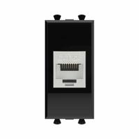 DKC Avanti Компьютерная розетка RJ-45 без шторки модульная, кат.6А экранированная, Черный квадрат, 1 модуль