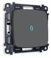 Комплект механизма 1-клавишного проходного выключателя с подсветкой 10000K OMEGA MO902040 Графит мягкое касание QUANT