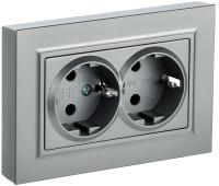 IEK BRITE Роз. 2-я с з/к без з/ш 16А в сб. РС12-3-БрА алюм.