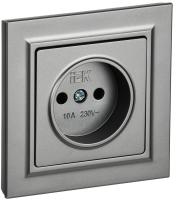 IEK BRITE Сталь Розетка без з/к/ш 10А в сборе РСР10-1-0-БрС