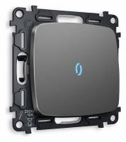 Комплект механизма 1-клавишного проходного выключателя с подсветкой 10000K OMEGA MO652040 Антрацит серый QUANT