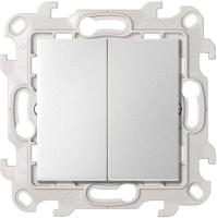 Simon 24 Алюм Двухклавишный кнопочный выключатель 10A 250В