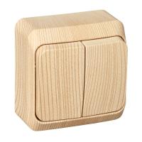 SE Этюд наруж Дача Сосна Выключатель 2-клавишный с подсветкой (сх. 5)