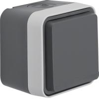 Berker W.1 Серый Розетка с откидной крышкой, открытый монтаж, IP55