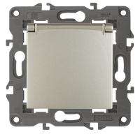 ЭРА 14-2103-04 Elegance Шампань Розетка с/з со шт с крышкой