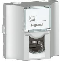 Legrand Mosaic Алюминий Проходная розетка кат 5е UTP 8 контактов 2 мод LCS²