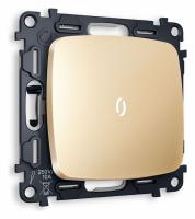 Комплект механизма 1-клавишного проходного выключателя с подсветкой 5600K OMEGA MO602035 Шампань QUANT