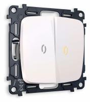 Комплект механизма 2-клавишного проходного выключателя с подсветкой 3200K OMEGA MO204030 Жемчуг QUANT