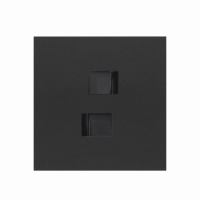 Simon 100 Черный матовый  Кит 1 пост, фронт. Накладка на 2 розетки RJ45