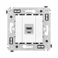 DKC Avanti Компьютерная розетка RJ-45 без шторки в стену, кат.6А одинарная экранированная, Белое облако