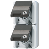 JUNG Двойная SCHUKO-розетка 16A 250V~ с полем для надписи для накладного монтажа IP44