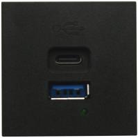 Donel USB зарядное устройство, 3A , 65W, Type A + C, 2 мод., черн. матовая (45х45мм), DUSB3000ANAF